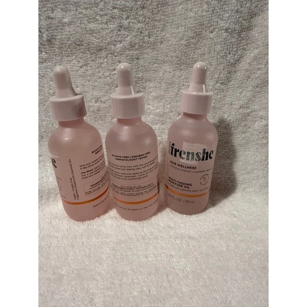 Lot of 3 Being Frenshe Multi-Tasking Moisture Hair Oil Cashmere Vanilla 1.85oz